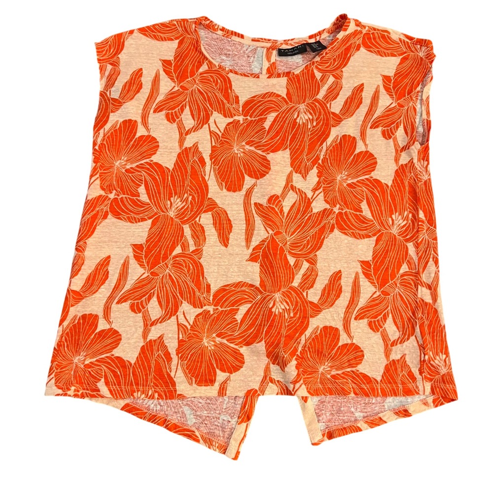 Tahari Orange Floral Shell Top